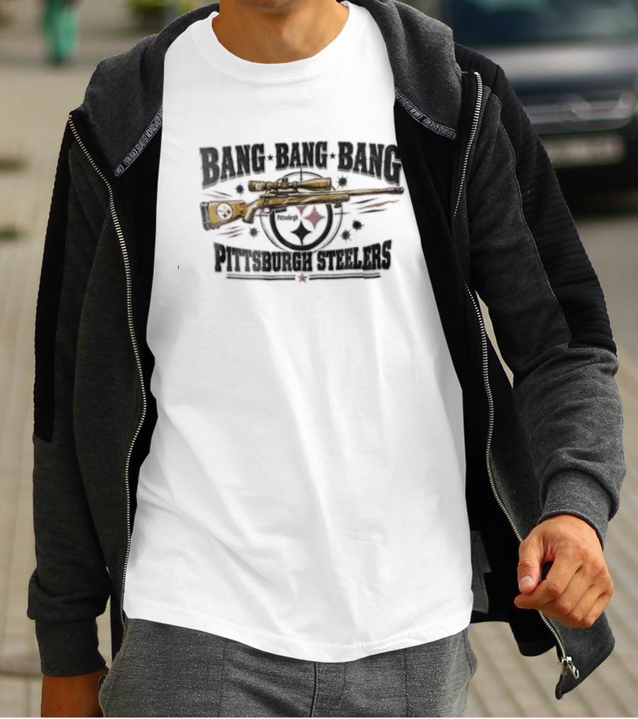 Bang Bang Bang Pittsburgh Steelers Sniper Rifle Target T-Shirt