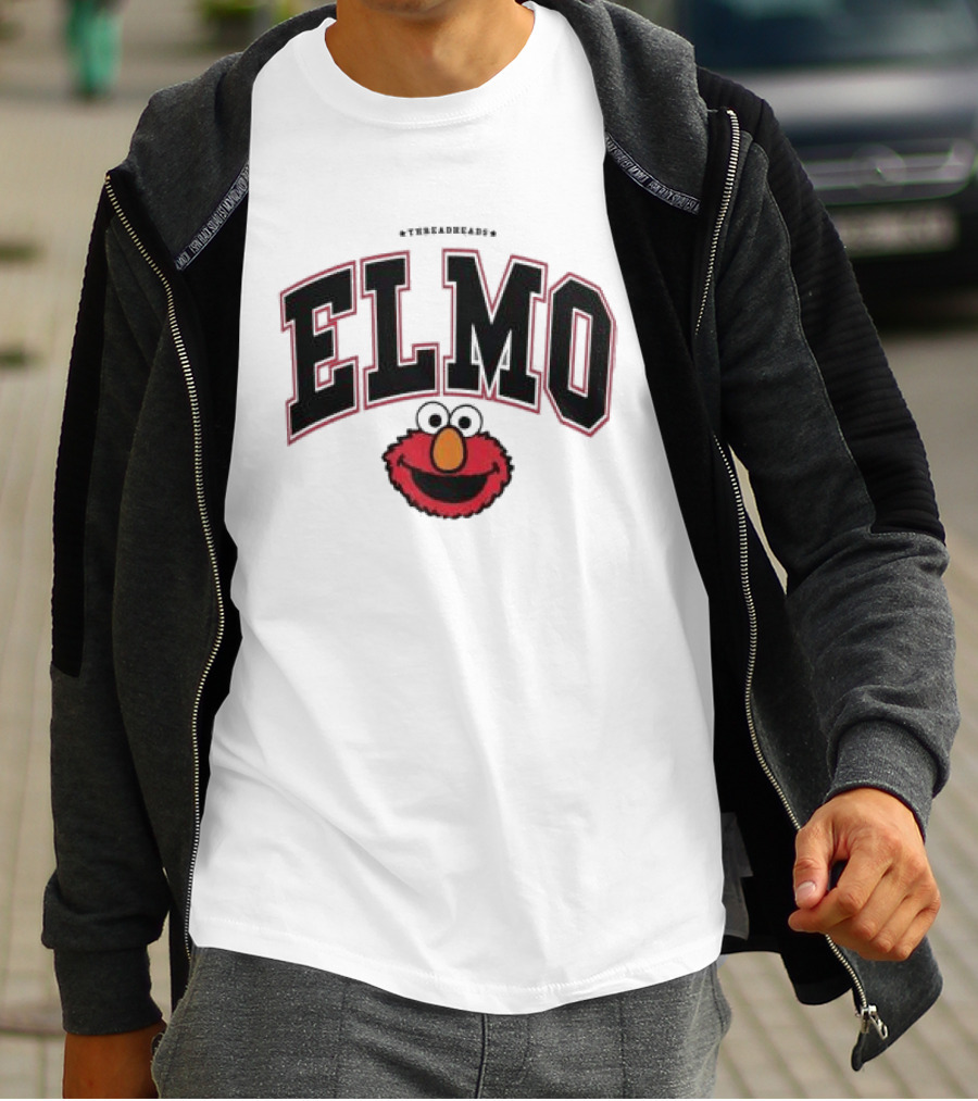 Qagoma Store 2023 Elmo College Red Ringer T-Shirt