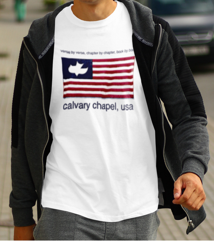 Verse By Verse Chapter By Chapter Book By Book Calvary Chapel USA Flag T-Shirt
