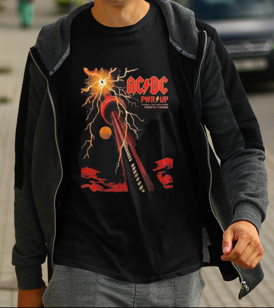 ACDC PWR UP Tour Toronto Canada Event September 16 2026 Rogers Stadium Thunderstruck CN Tower T-Shirt