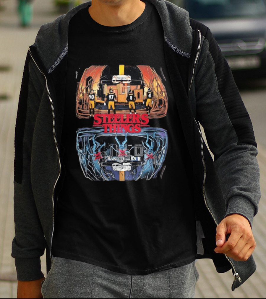 Pittsburgh Steelers Halloween Upside Down Stranger Things T-Shirt