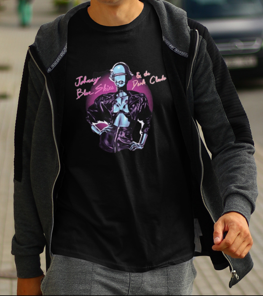 Johnny Blue Skies And The Dark Clouds Cyborg Party Futuristic T-Shirt
