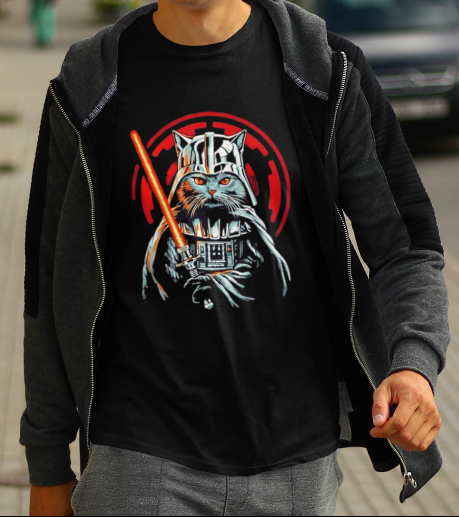 Darth Vader Cat Star Wars Sith Lord Lightsaber Iconic Mashup T-Shirt
