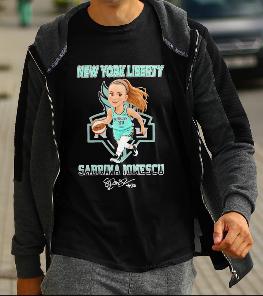 New York Liberty Sabrina Ionescu Brooklyn No 20 Chibi Basketball T-Shirt