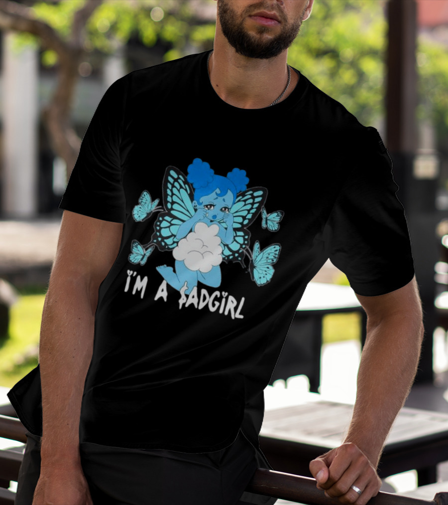 I'm A $ad Girl Blue Butterfly Sad Girlz Store Black T-Shirt