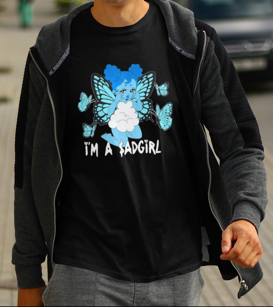 I'm A $ad Girl Blue Butterfly Sad Girlz Store Black T-Shirt