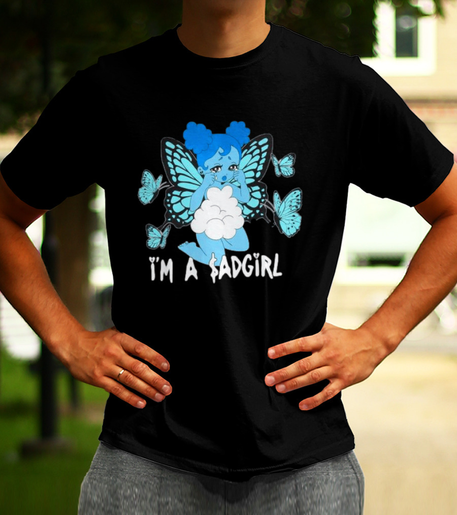 I'm A $ad Girl Blue Butterfly Sad Girlz Store Black T-Shirt