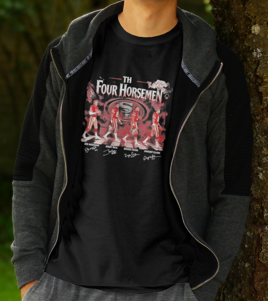 San Francisco 49ers The Four Horsemen Joe Montana Jerry Rice Roger Craig Dwight Clark Abbey Road Halloween T-Shirt