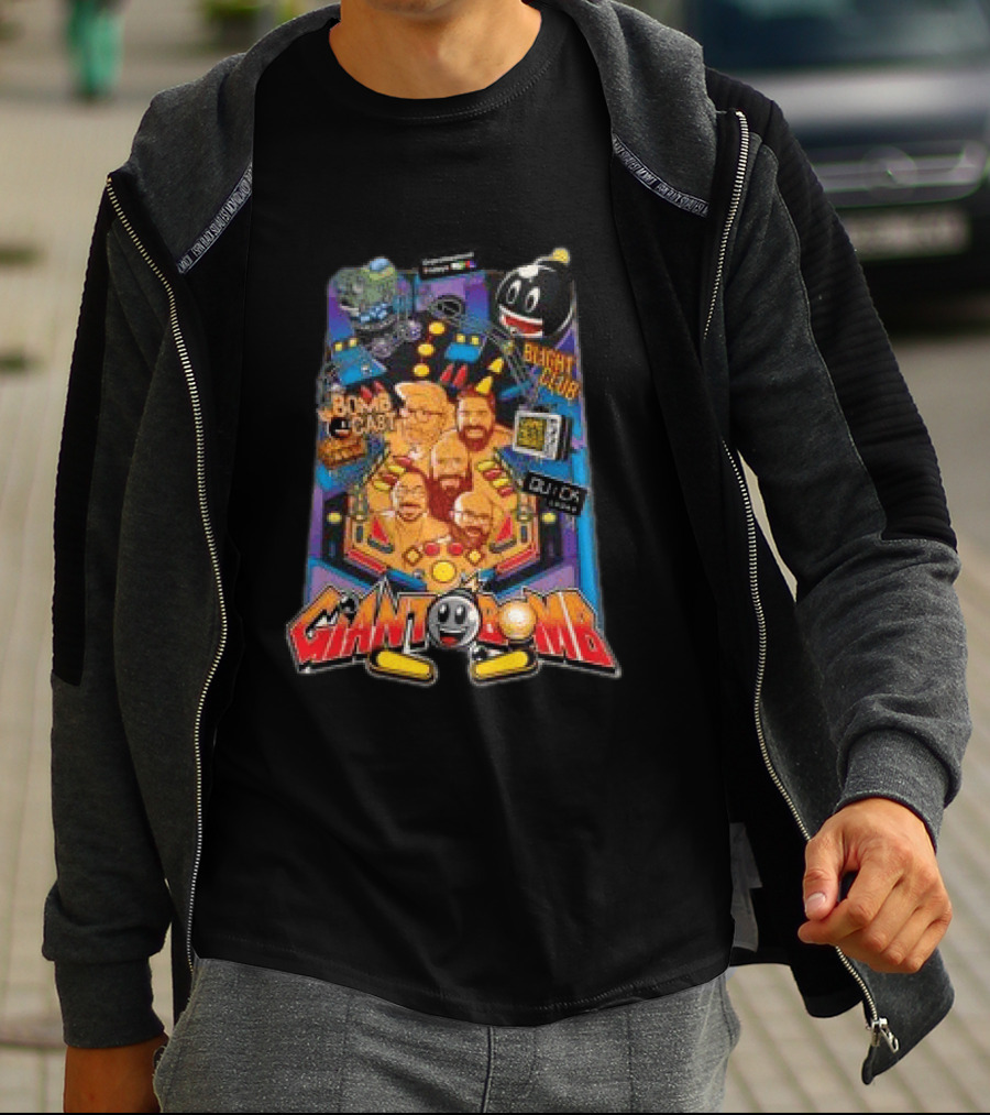 Giant Bomb Pinball Blight Club Quick Looks Bomb Cabinet Retro Arcade T-Shirt