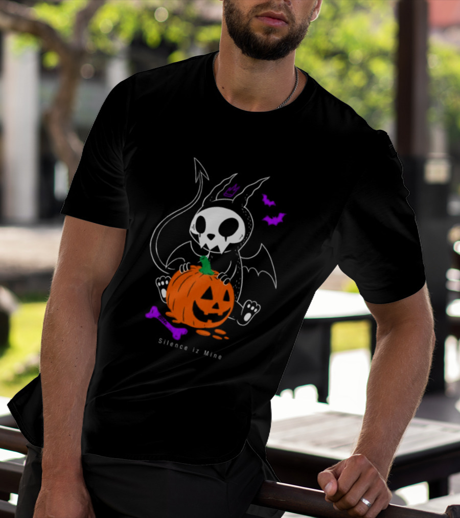 Silence Iz Mine Sim Store Rolling Cradle Black Purple Halloween Characters Pumpkin Bats T-Shirt