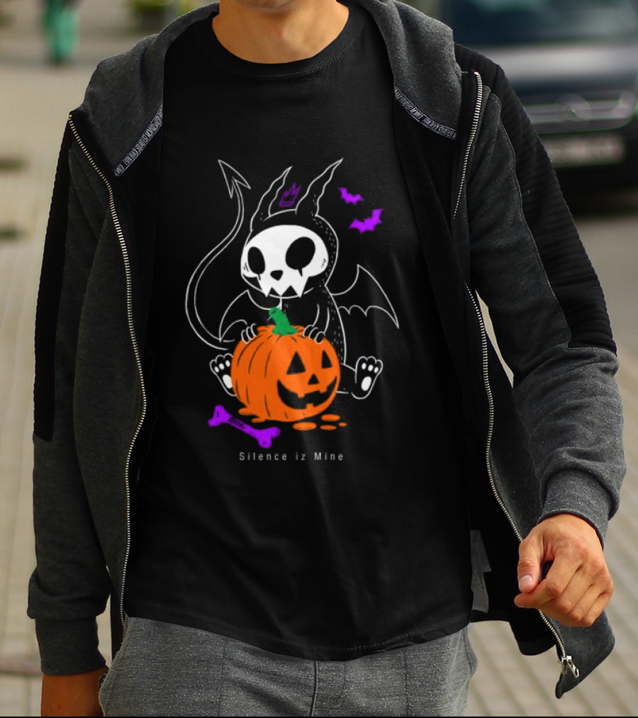 Silence Iz Mine Sim Store Rolling Cradle Black Purple Halloween Characters Pumpkin Bats T-Shirt