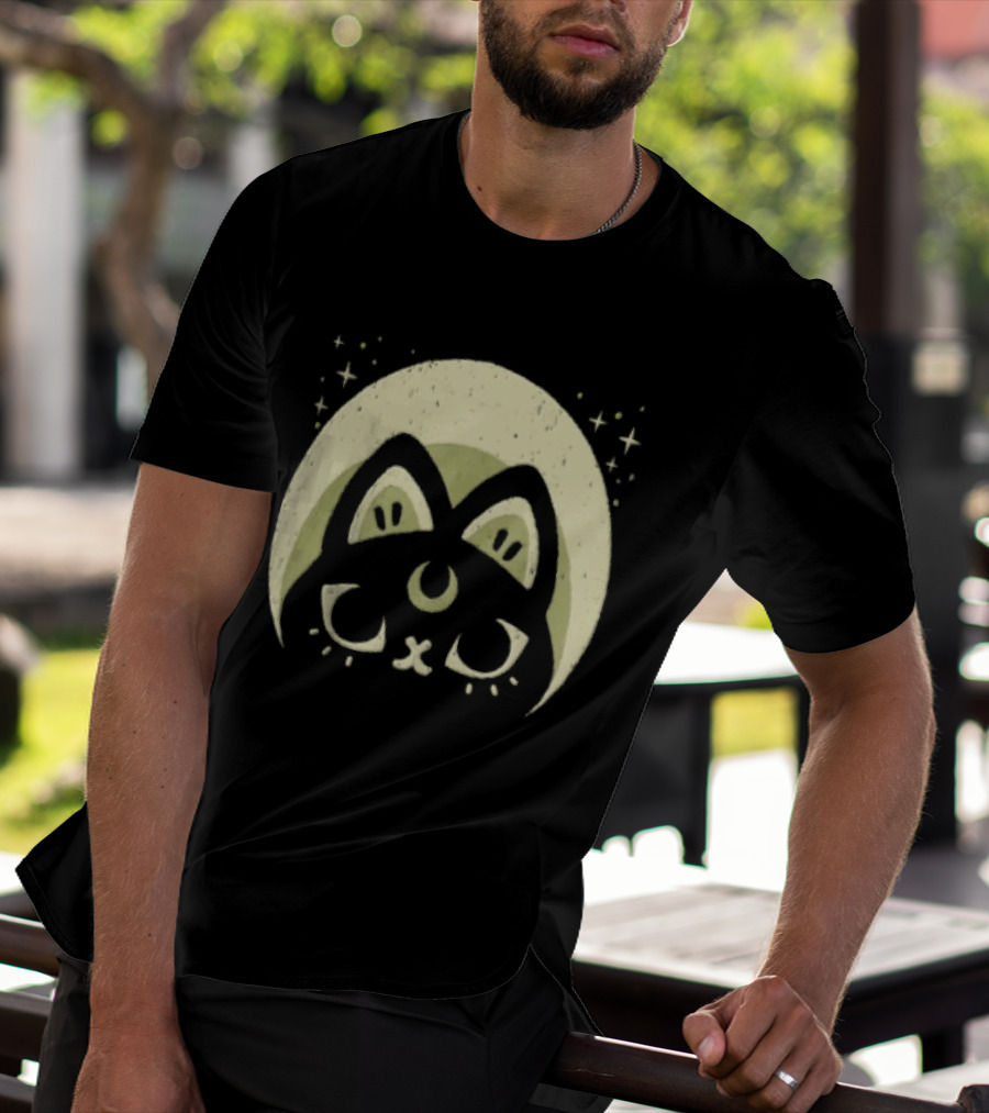 Half Moon Witchy Cat Lunar Magic Mystic Feline T-Shirt
