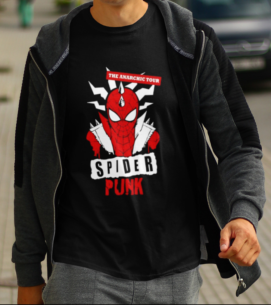 Spider Punk The Anarchic Tour Comic Style Spiked Hero T-Shirt