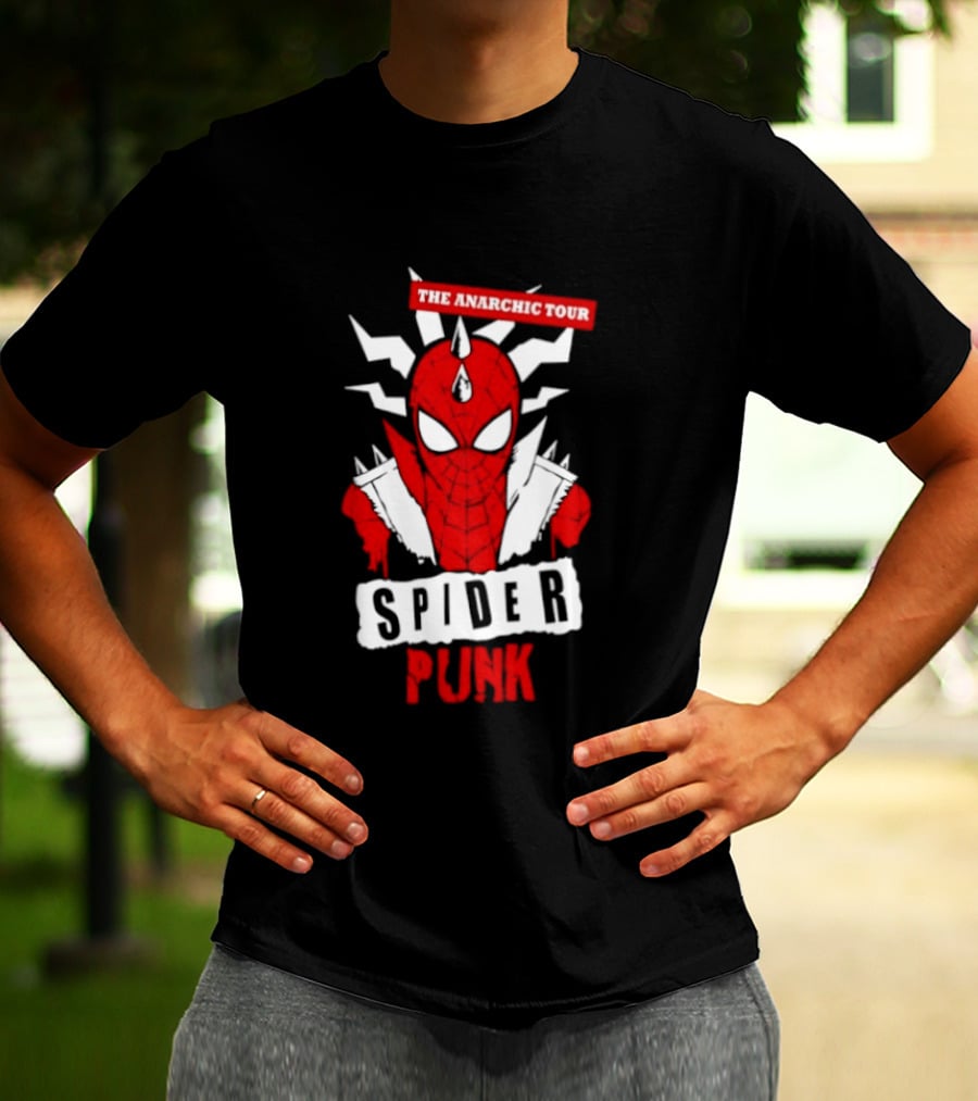 Spider Punk The Anarchic Tour Comic Style Spiked Hero T-Shirt