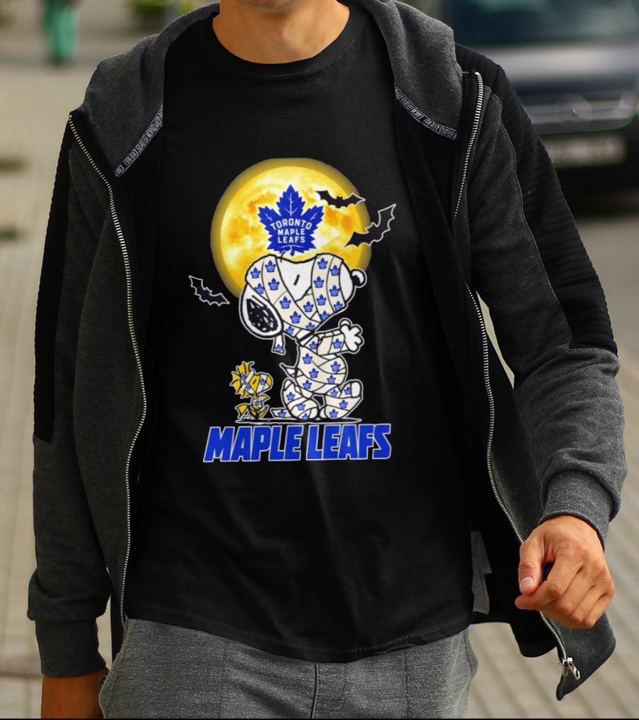 Toronto Maple Leafs Snoopy Woodstock Mummy Halloween Collaboration T-Shirt