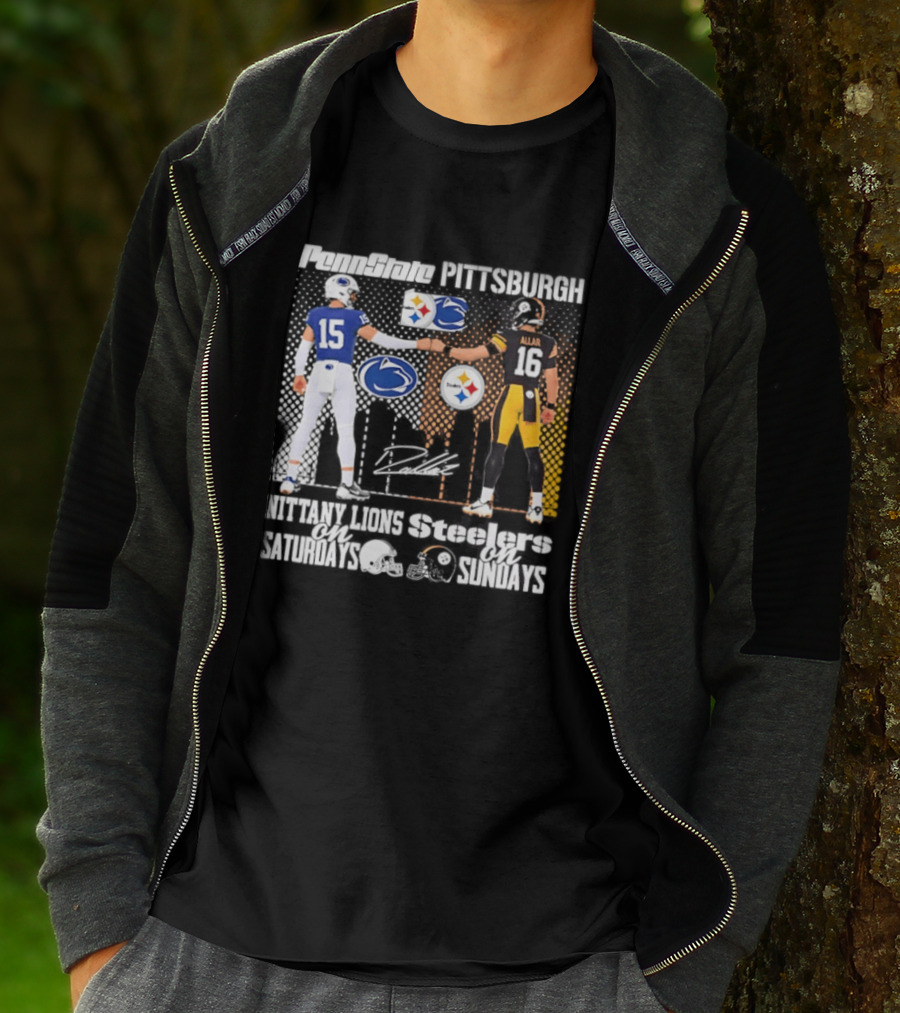 Penn State Nittany Lions Saturdays Pittsburgh Steelers Sundays Skyline Football Rivalry T-Shirt
