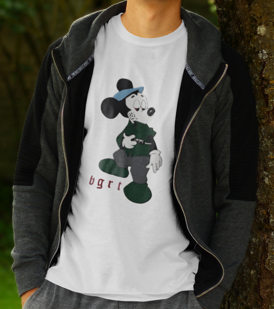 BGRT Cartoon Mouse Green Jacket Syringe Cigarette T-Shirt