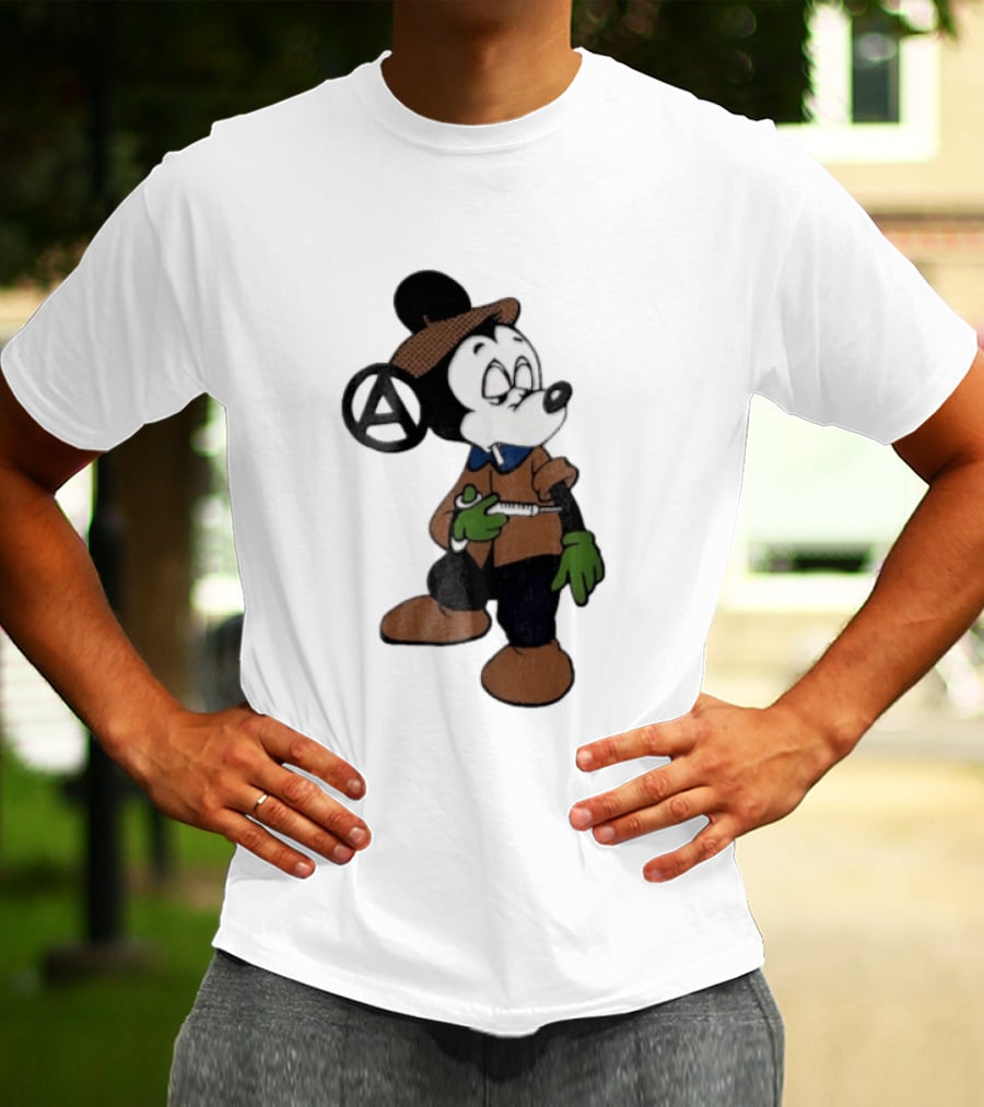 Bootleg Halftone Cartoon Mouse Anarchy Syringe T-Shirt