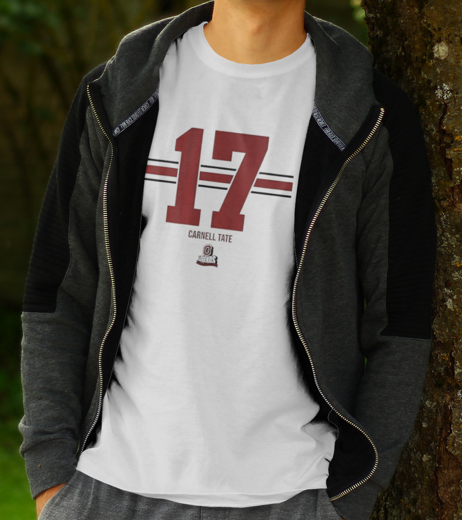 Ohio State Buckeyes Carnell Tate 17 Stripe Football T-Shirt