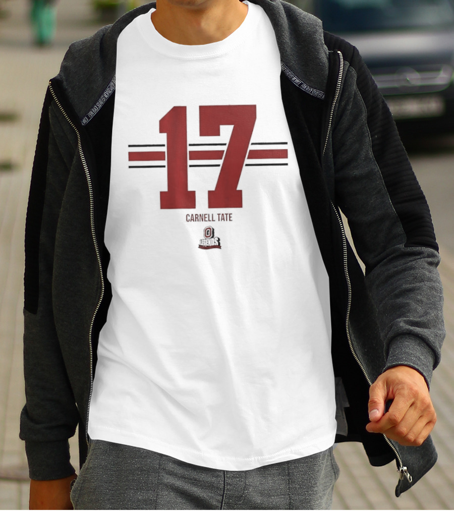 Ohio State Buckeyes Carnell Tate 17 Stripe Football T-Shirt