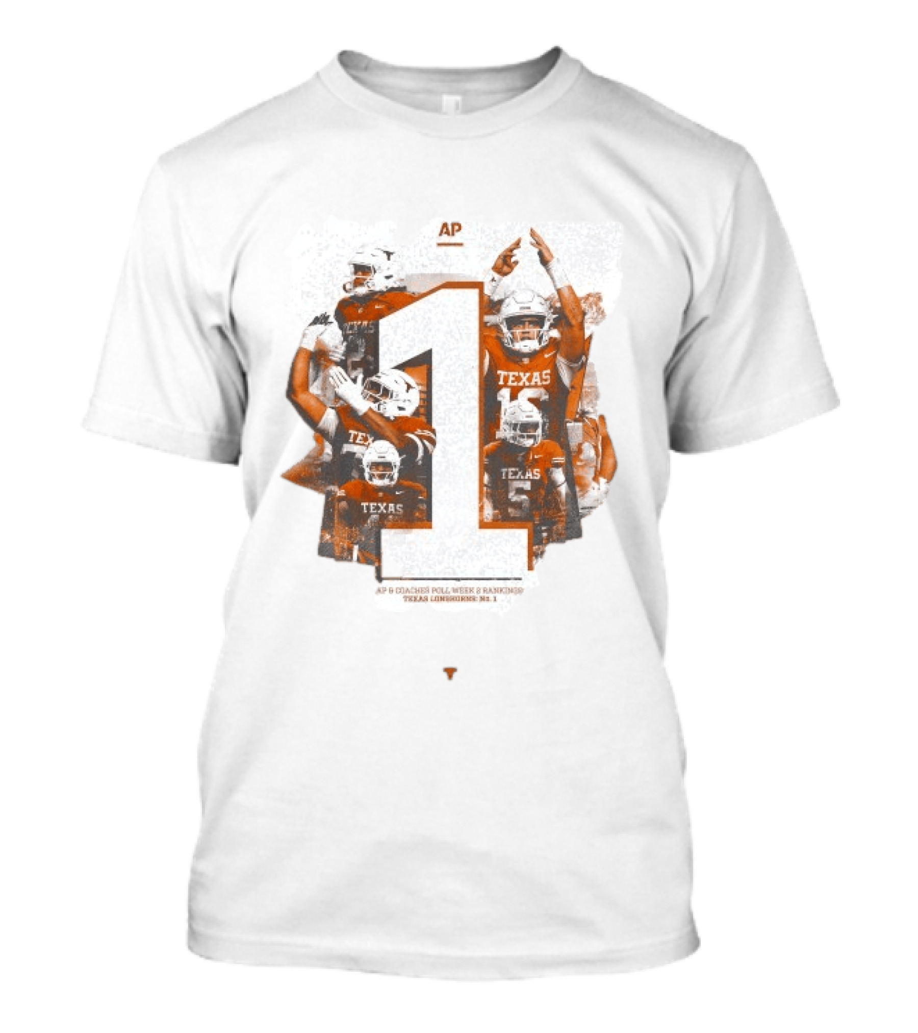 Texas Longhorns AP Coaches Poll Week 2 Rankings Number 1 T-Shirt