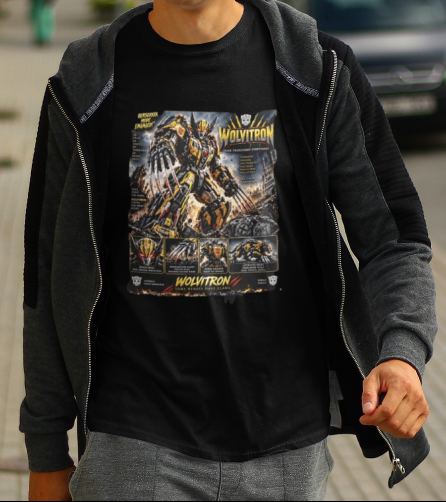 Wolvitron Berserker Mode Engaged Some Heroes Have Claws Robot Apocalyptic Ruins Autobots Transformers Stormforce T-Shirt