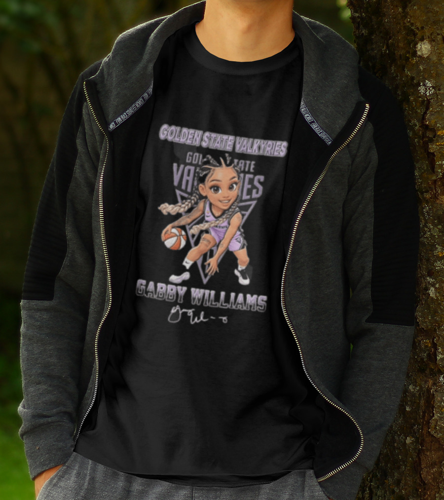 Golden State Valkyries Gabby Williams WNBA Cartoon Caricature Dribbling Basketball T-Shirt