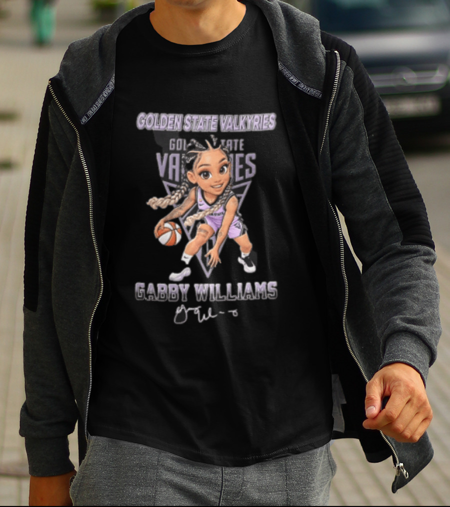 Golden State Valkyries Gabby Williams WNBA Cartoon Caricature Dribbling Basketball T-Shirt