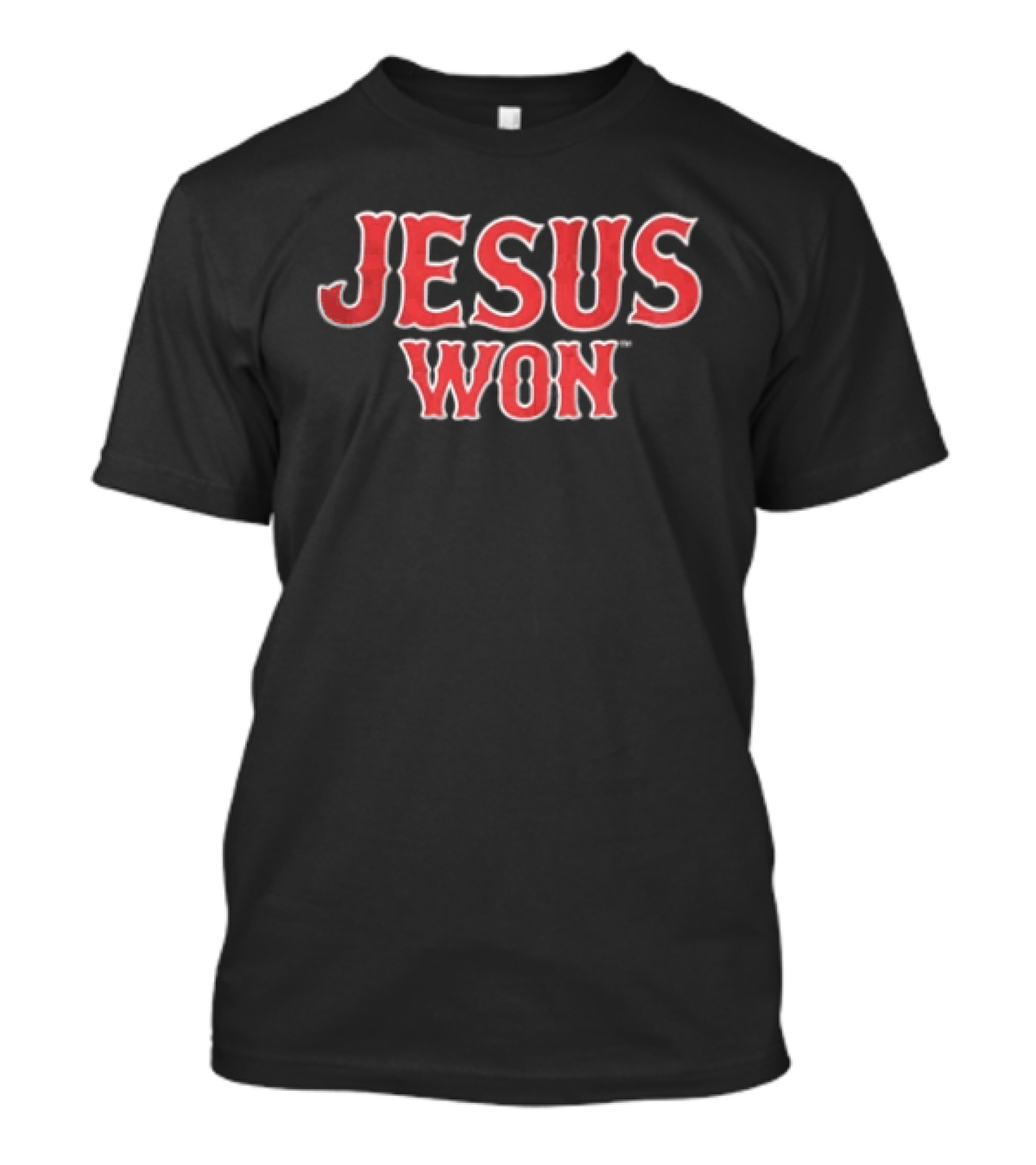 Boston Red Sox MLB Jesus Won Block Lettering Navy White T-Shirt