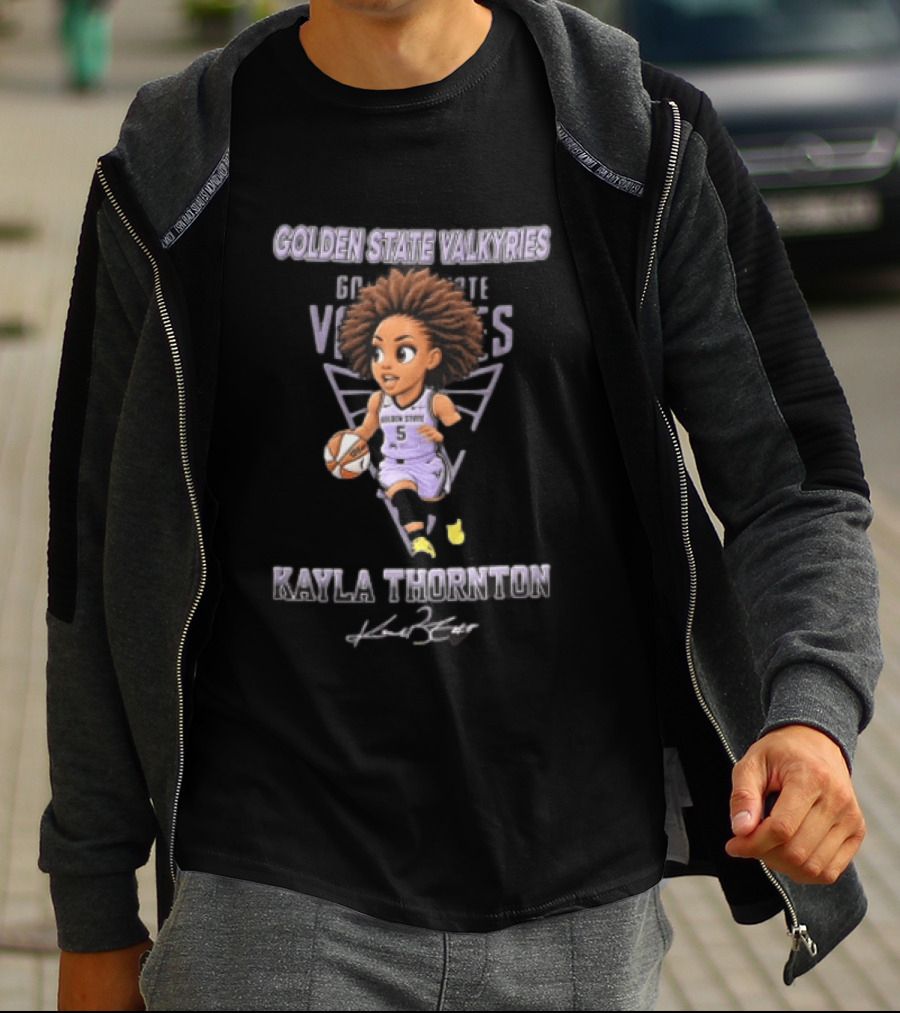 Golden State Valkyries Kayla Thornton Cartoon Caricature Dribbling Basketball WNBA T-Shirt