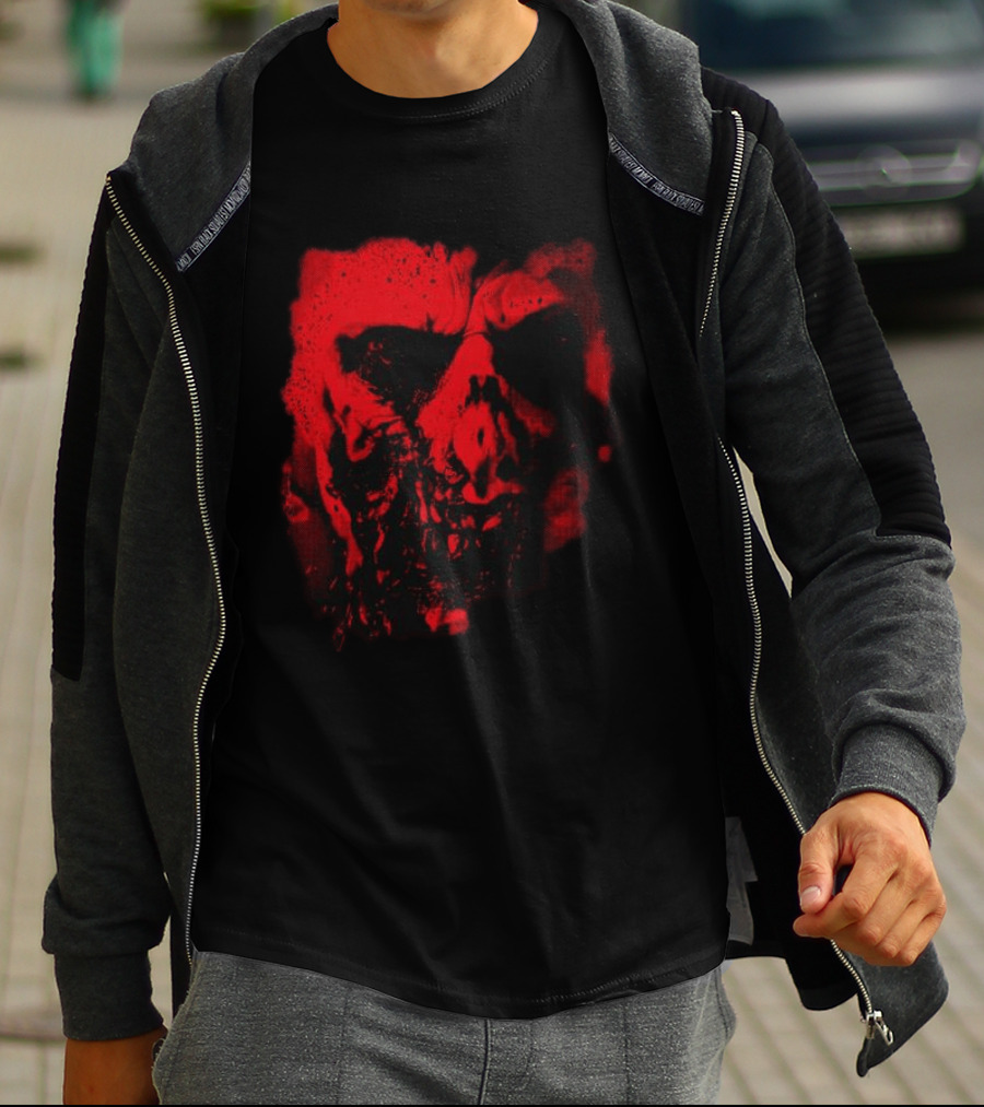 Heavy Spoilers Shop Infected Skull Horror Face T-Shirt