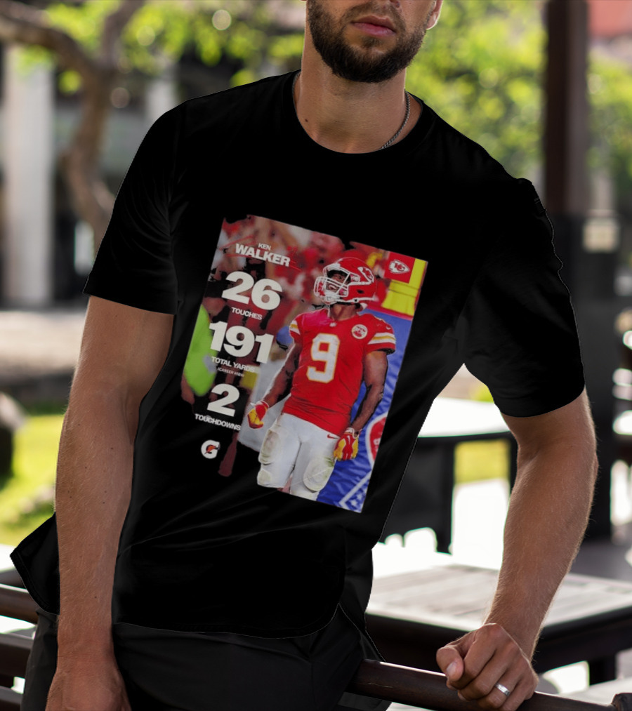 Ken Walker Kansas City Chiefs Career High 26 Touches 191 Total Yards 2 Touchdowns T-Shirt