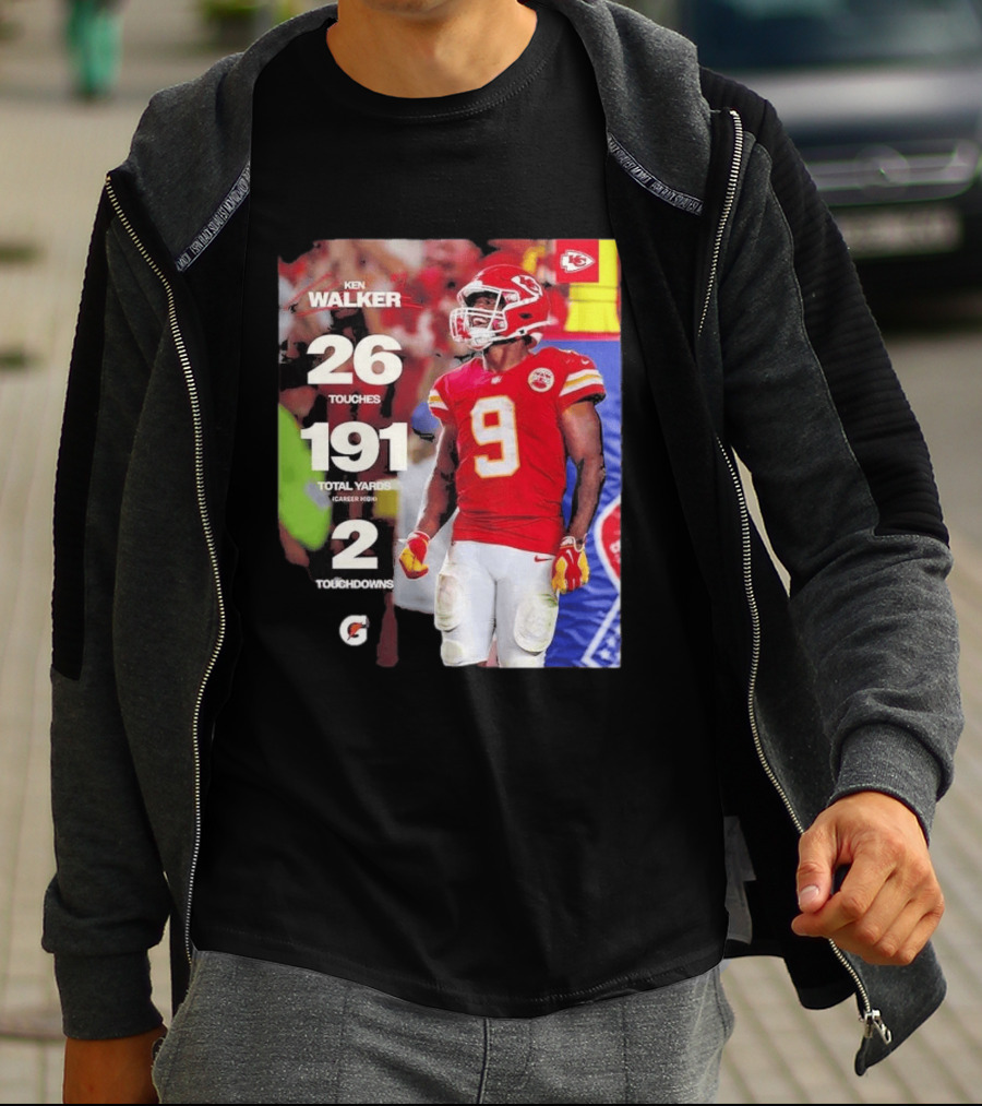 Ken Walker Kansas City Chiefs Career High 26 Touches 191 Total Yards 2 Touchdowns T-Shirt