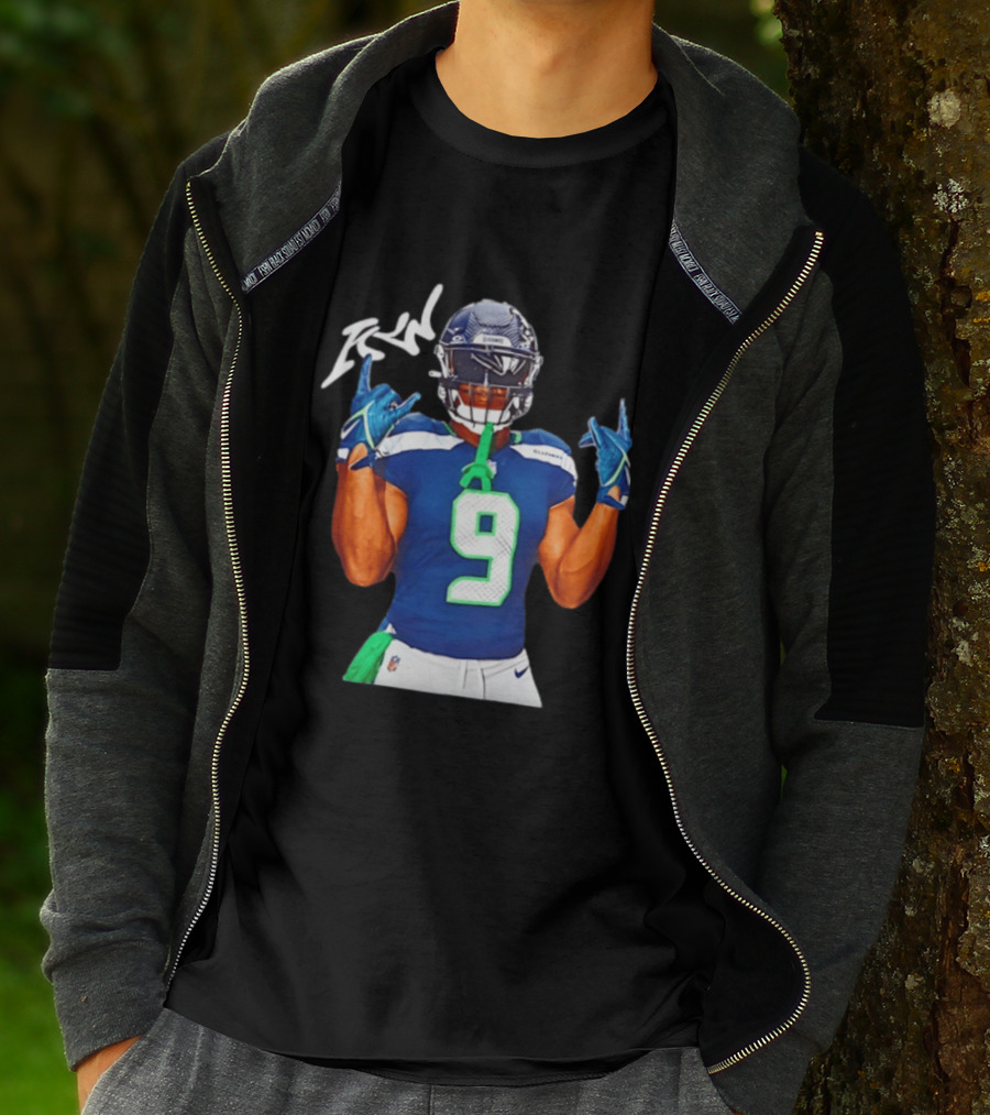 Kenneth Walker Seattle Seahawks Number 9 Hand Gesture Signature T-Shirt