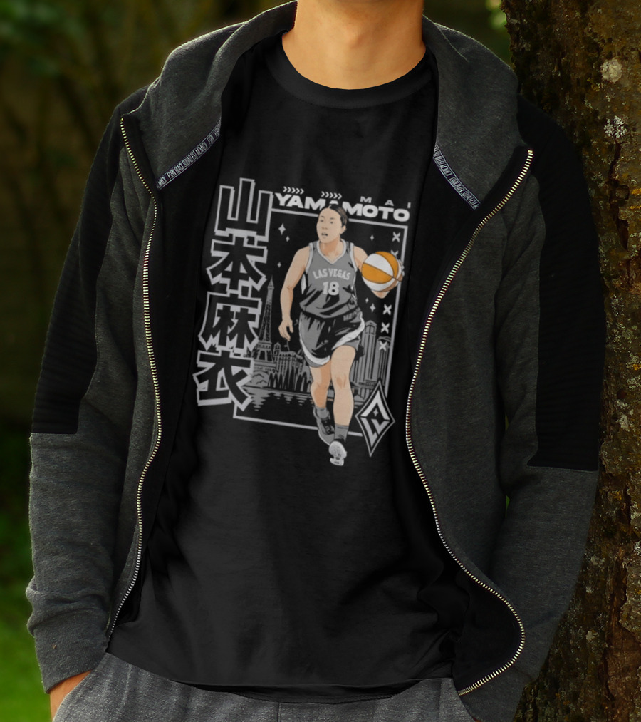 Las Vegas Aces Mai Yamamoto Anime Basketball City Skyline T-Shirt