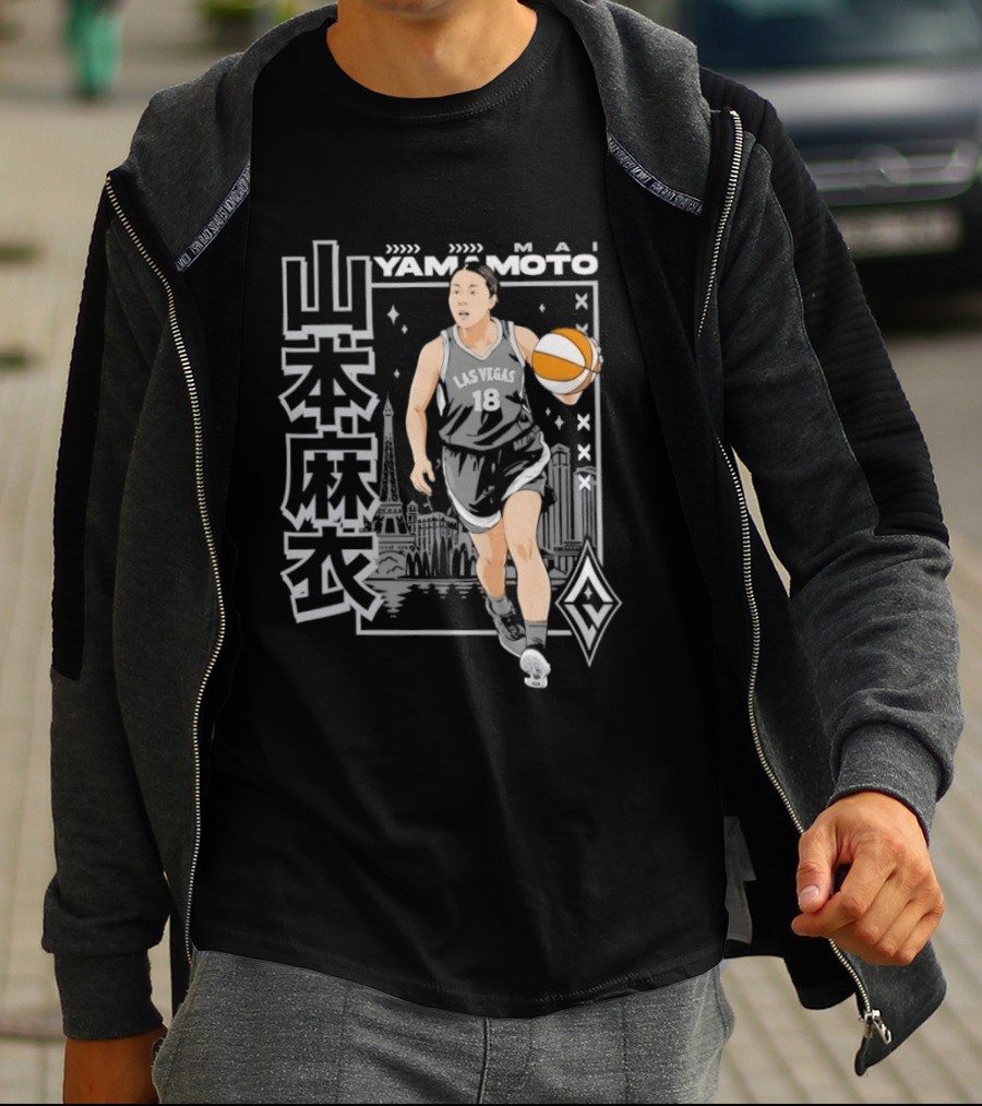 Las Vegas Aces Mai Yamamoto Anime Basketball City Skyline T-Shirt