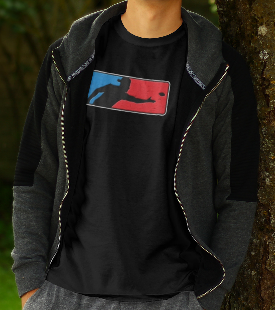 Distressed Red Blue Disc Golf Throwing Silhouette Sports Ultimate T-Shirt