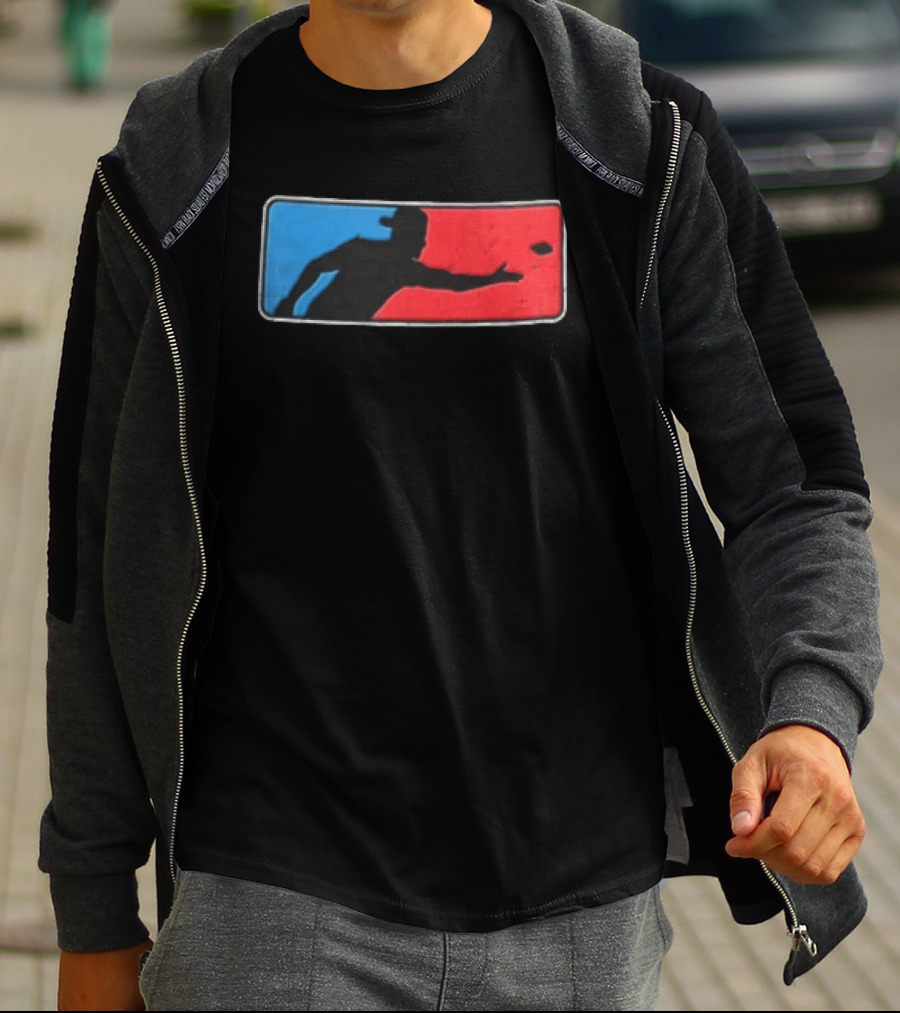 Distressed Red Blue Disc Golf Throwing Silhouette Sports Ultimate T-Shirt