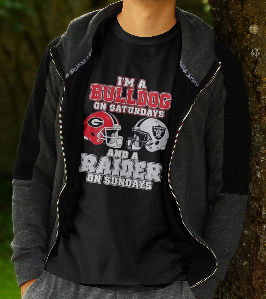 I'm A Bulldog On Saturdays And A Raider On Sundays Georgia G Helmet Raiders Helmet T-Shirt