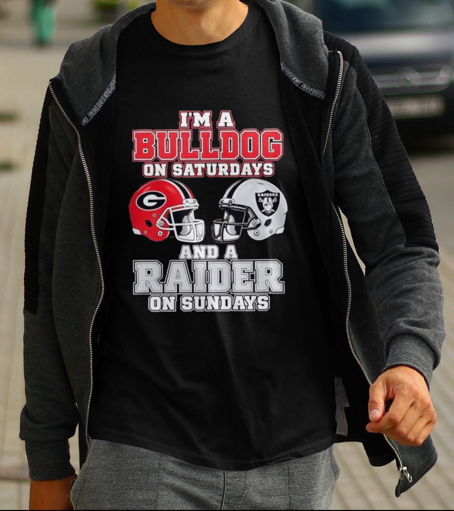 I'm A Bulldog On Saturdays And A Raider On Sundays Georgia G Helmet Raiders Helmet T-Shirt