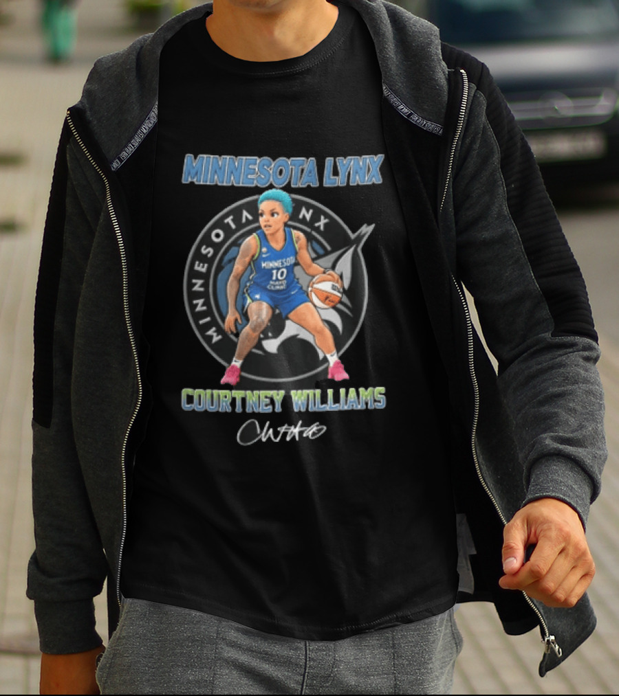 Minnesota Lynx Courtney Williams Cartoon Caricature Dribbling Basketball T-Shirt