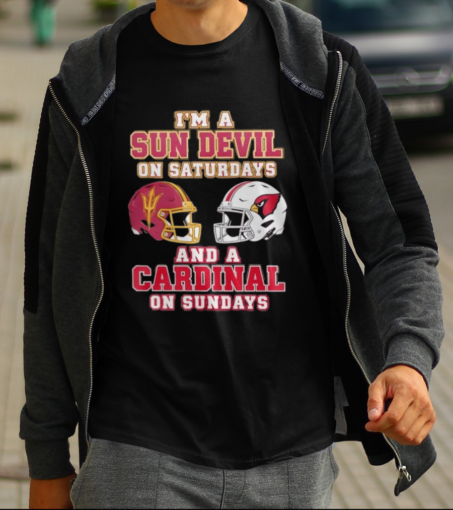 I'm A Sun Devil On Saturdays And A Cardinal On Sundays Helmet T-Shirt