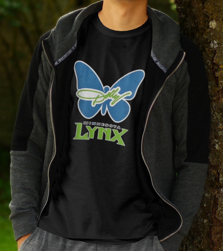 Minnesota Lynx WNBA Blue Butterfly Dolly Green Script T-Shirt