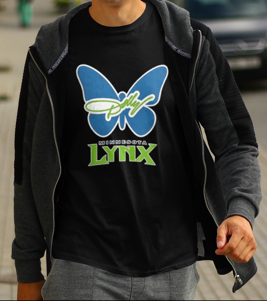 Minnesota Lynx WNBA Blue Butterfly Dolly Green Script T-Shirt