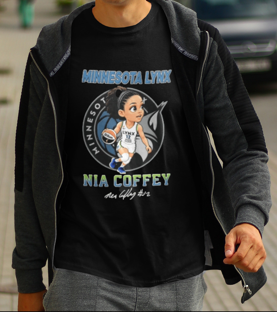 Minnesota Lynx Nia Coffey Cartoon Caricature Player Dribbling #12 T-Shirt