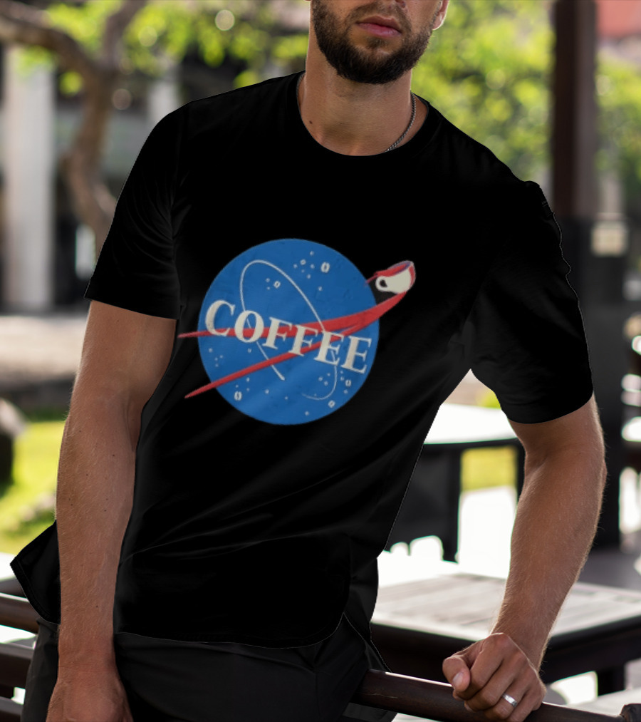 Nasa Coffee Meatball Spilling Cup Orbit Beans Distressed T-Shirt