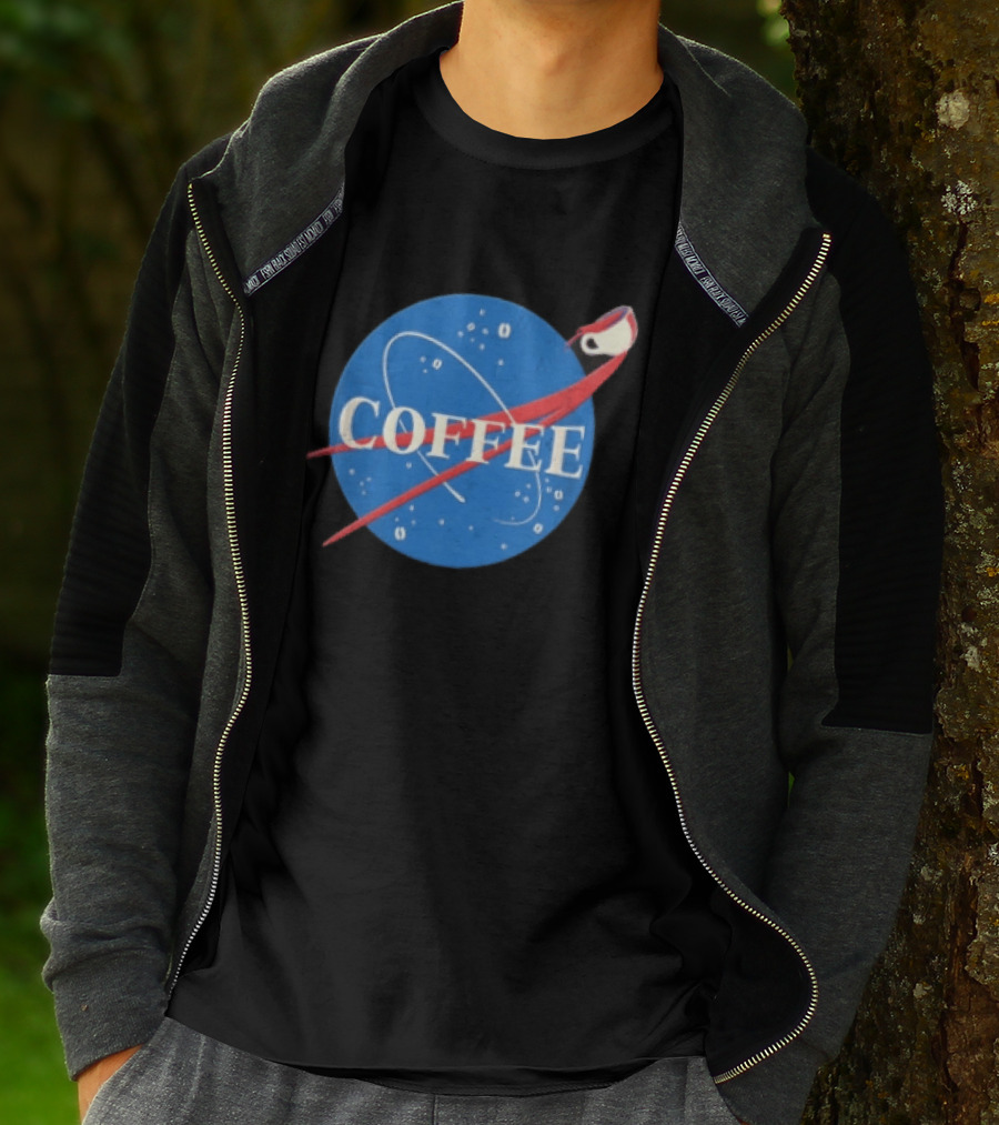 Nasa Coffee Meatball Spilling Cup Orbit Beans Distressed T-Shirt