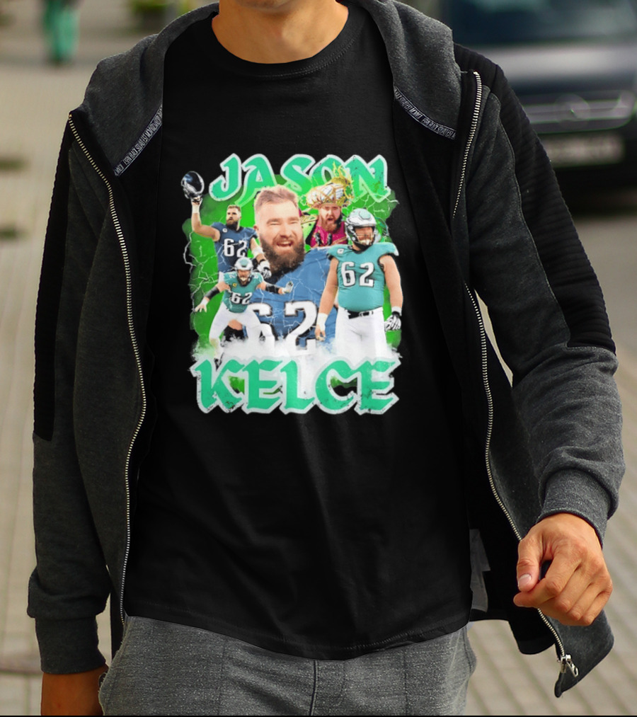 Jason Kelce 62 Philadelphia Eagles Vintage Style Football Fan T-Shirt