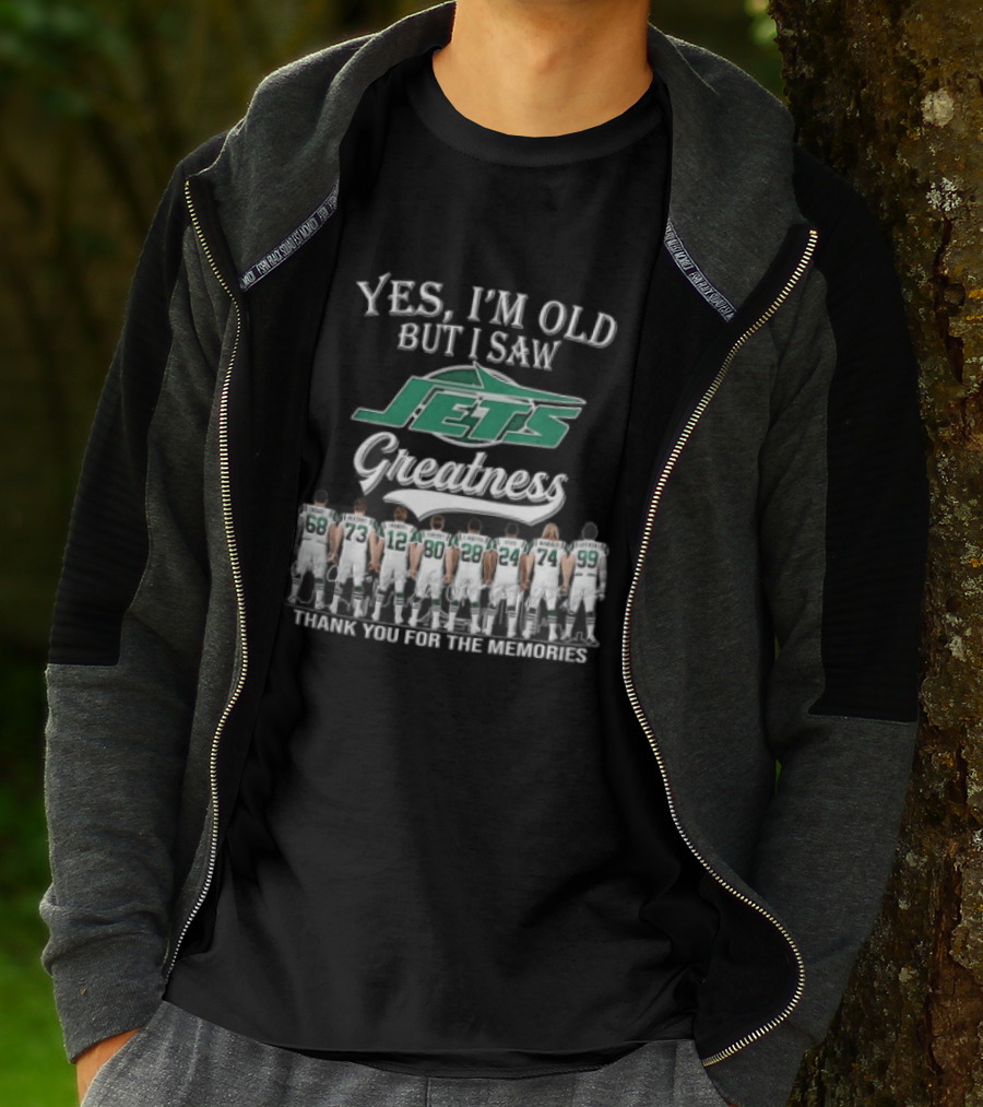 New York Jets Yes I'm Old But I Saw Greatness Thank You For The Memories Mawae Klecko Players Back View T-Shirt
