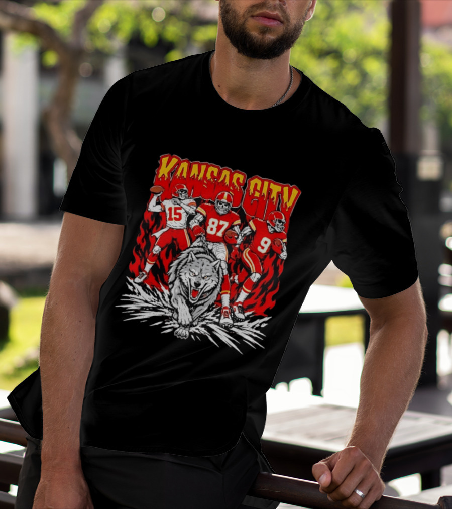 Kansas City Chiefs 15 87 9 Players With Wolf T-Shirt